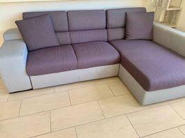 Sofa mit Schlafsofa 2 Hocker Stauraum grau Polstergruppe