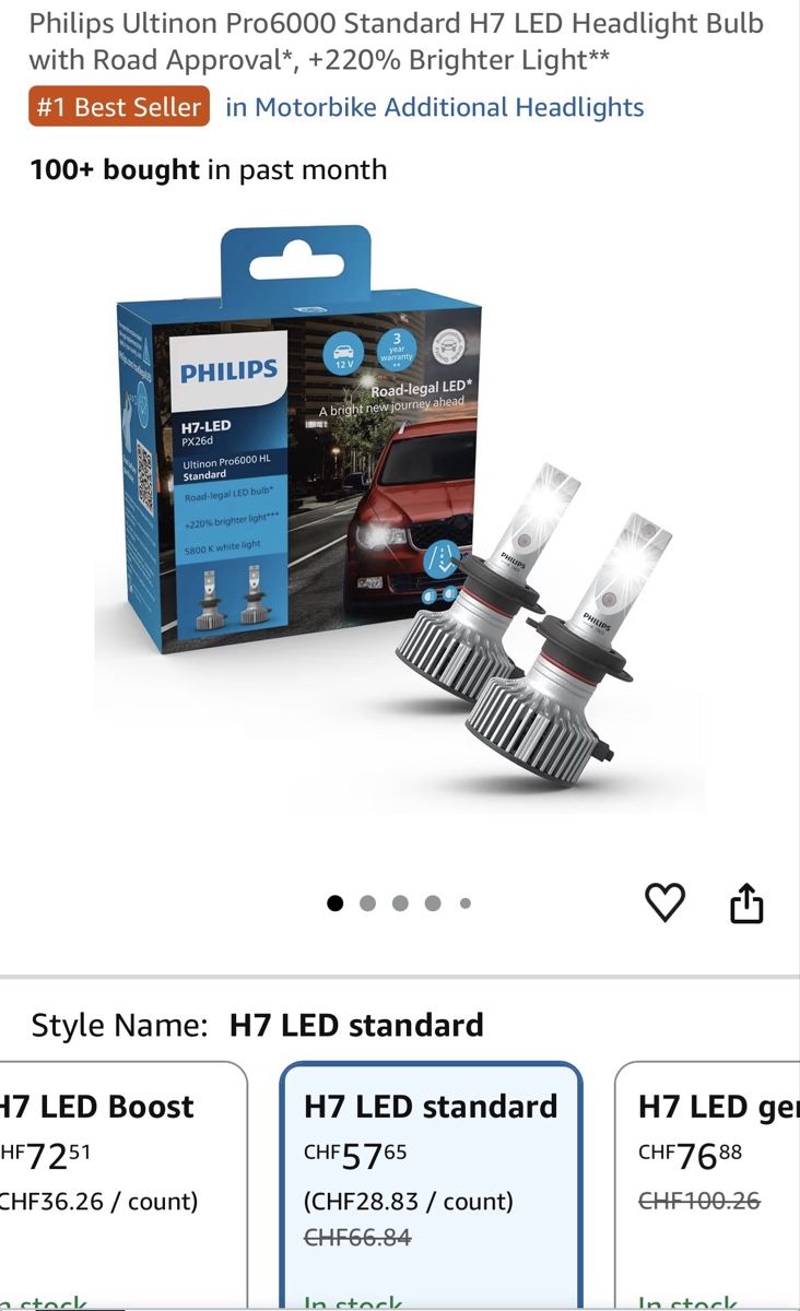 Fari: Philips H7-LED Ultinon Pro6000 HL Standard 2er Pack – Usato da Zürich venduto da Rafricpin 2