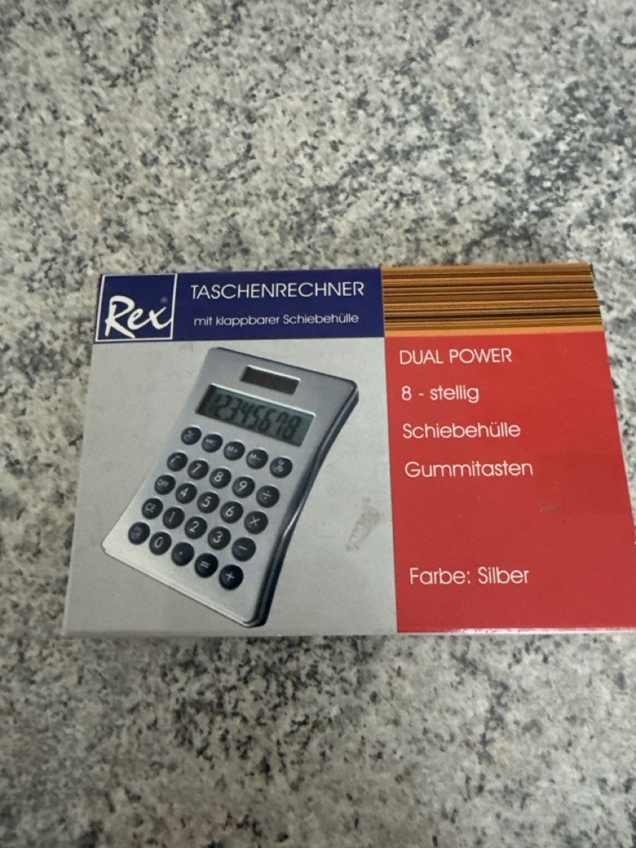 Taschenrechner: Taschenrechner Rex, Silber, neu, Originalverpackt! – Neu und originalverpackt aus Basel von ros_sb8c