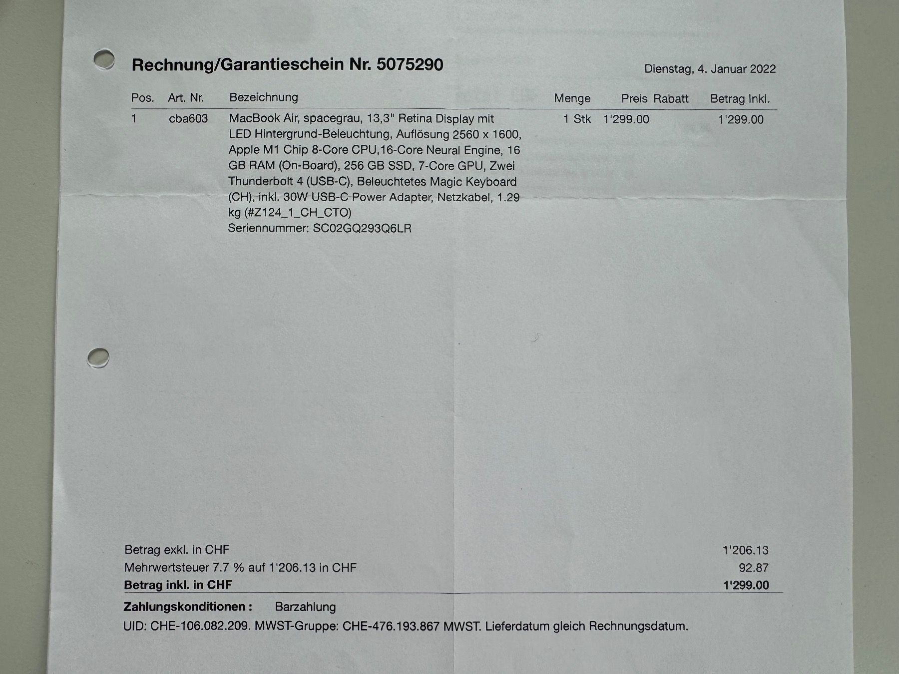 Apple Notebooks: MacBook Air M1 16 GB RAM – Gebraucht aus Herisau von  5