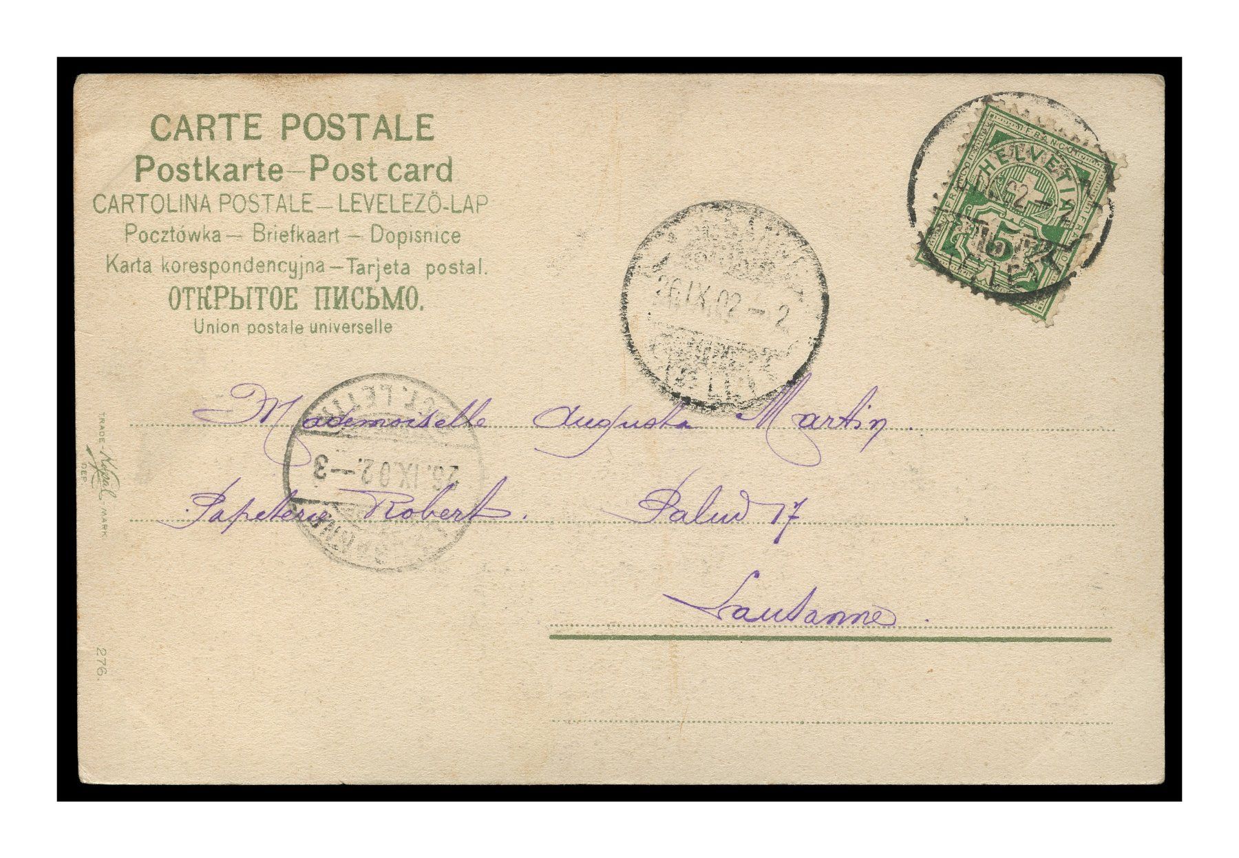 Ansichtskarten: VENISE - 1902 "Gondolier" – Gebraucht aus Onex von Lagorel01 1