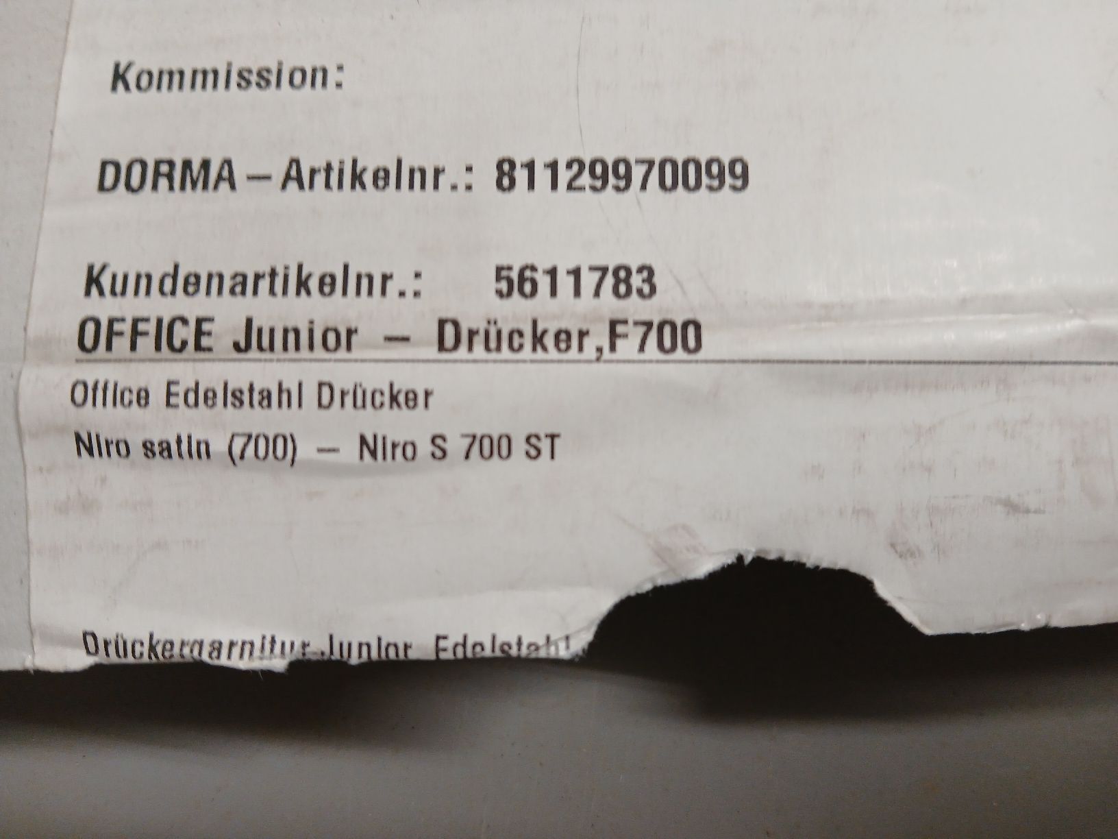 Dormakaba Ferramenta: Dorma OFFICE Junior Drückergarnitur Edelstahl, matt – Nuovo e nell'imballaggio originale da Zuchwil venduto da pedu79 2