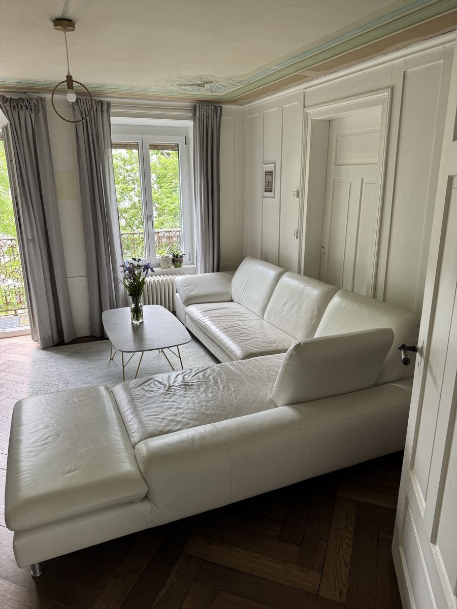 Divani: Exklusives Ecksofa aus echtem weißen Leder – Usato da St. Gallen venduto da tob_5j2g 1