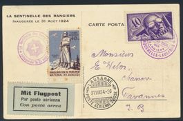 Flugpostkarte "Les Rangiers" 1924