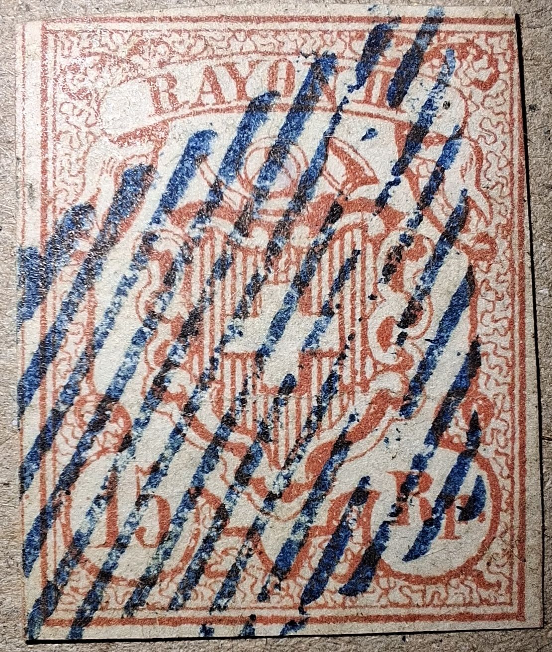 Tutti i francobolli: Rayon Nr. 20 Typ 5 blaue Raute + Attest – Usato da Balgach venduto da SIMEON27
