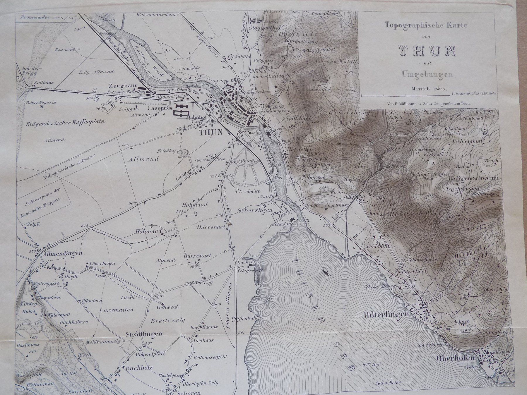 Incisioni: Thun Ortsplan Topographische Karte – Usato da Risch venduto da Antikfee 6