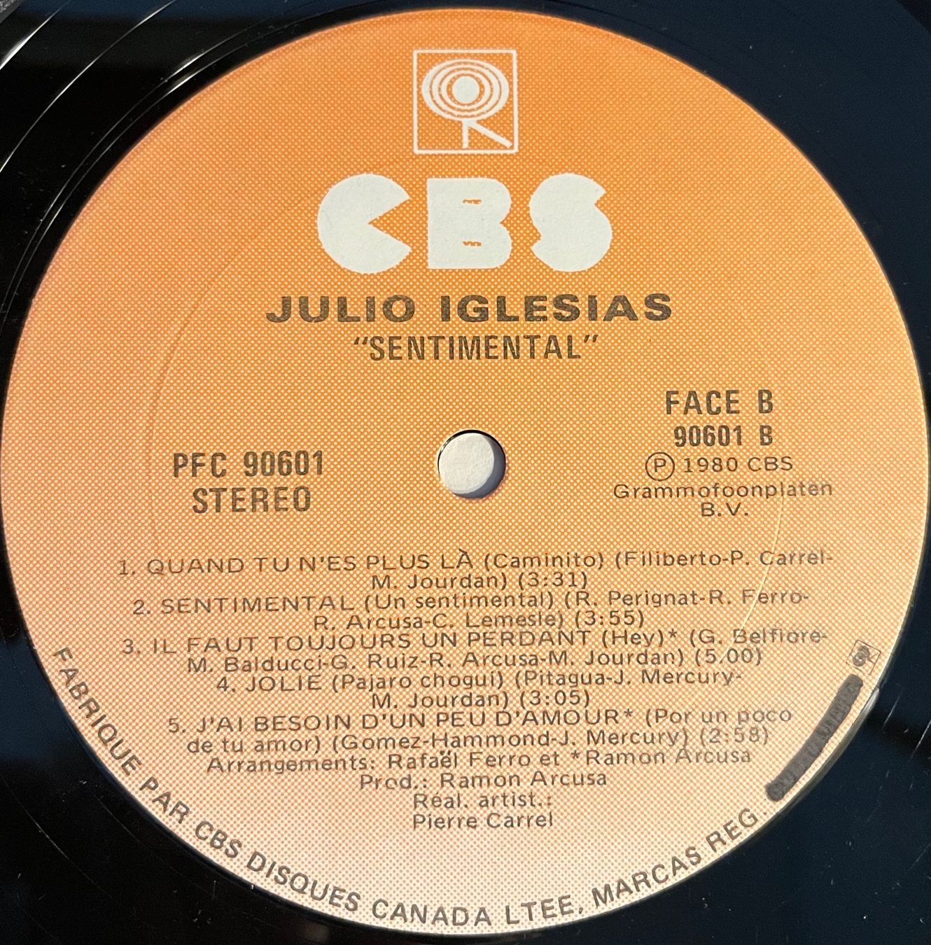 Vinyles: JULIO IGLESIAS - SENTIMENTAL - 33 Tours – D'occasion à Bussigny par vinyl-pas-cher 3