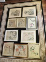 Asiatische Malereien, gerahmt, 10 Stk, Herbstdeko!