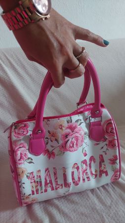 Handtasche mit Blumen,Mallorca-Beschriftung!