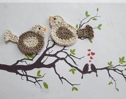 2 Stück Vogel Spatz Paar gehäkelt crochet uncinetto 873