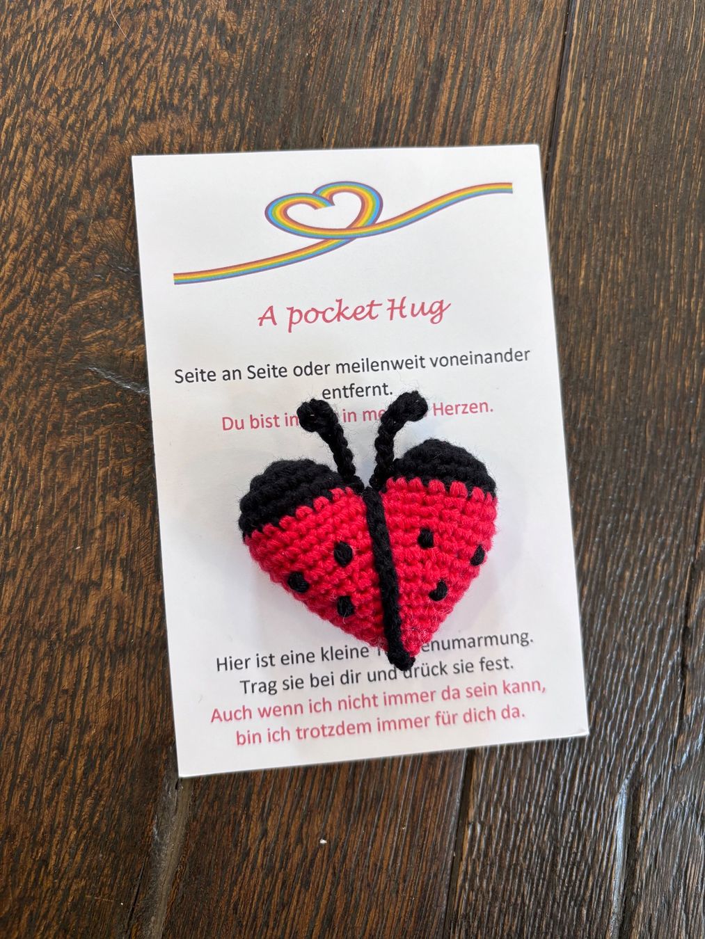 Cartoline: Pocket Hug / Taschenumarmung Marienkäfer – Nuovo (secondo la descrizione) da St. Niklaus VS venduto da loumonrohandmade