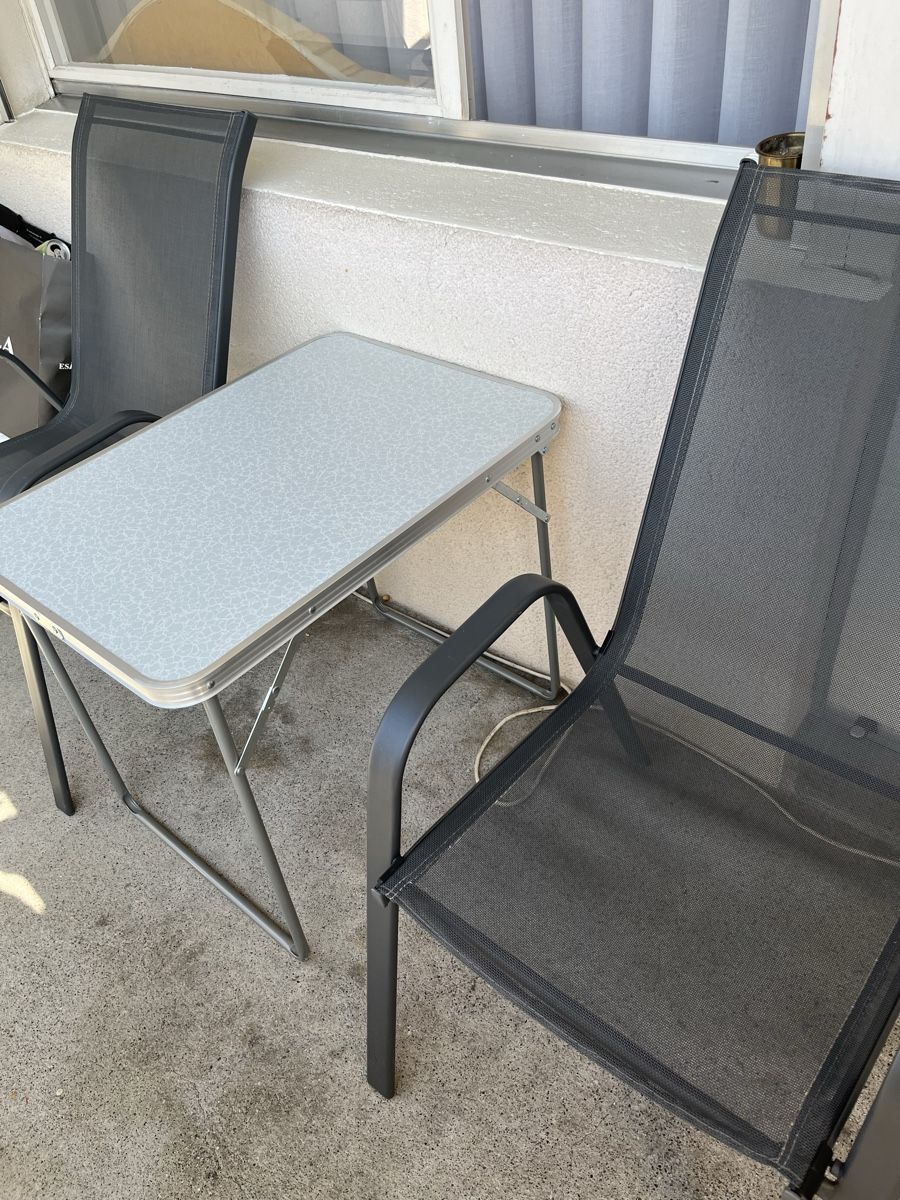 Set di tavolo e panche: Camping Tisch mit 2 Stühlen Metall Netzstoff Grau – Nuovo (secondo la descrizione) da Rüfenacht venduto da lilly_67 2