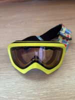 Skibrille gelb mit buntem Band, perfekt für den Schnee!