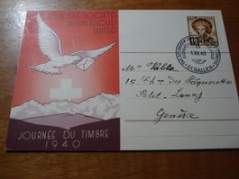 Karte Tag der Briefmarke 1940 St Gallen, französische Karte