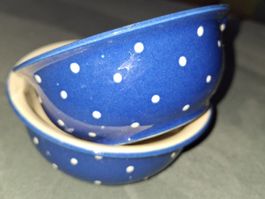 2er Set Müeslischalen blau/weiss gepunktet