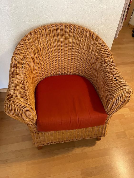 IKEA Korbsessel Rattansessel HARADS mit Kissen Kaufen auf Ricardo