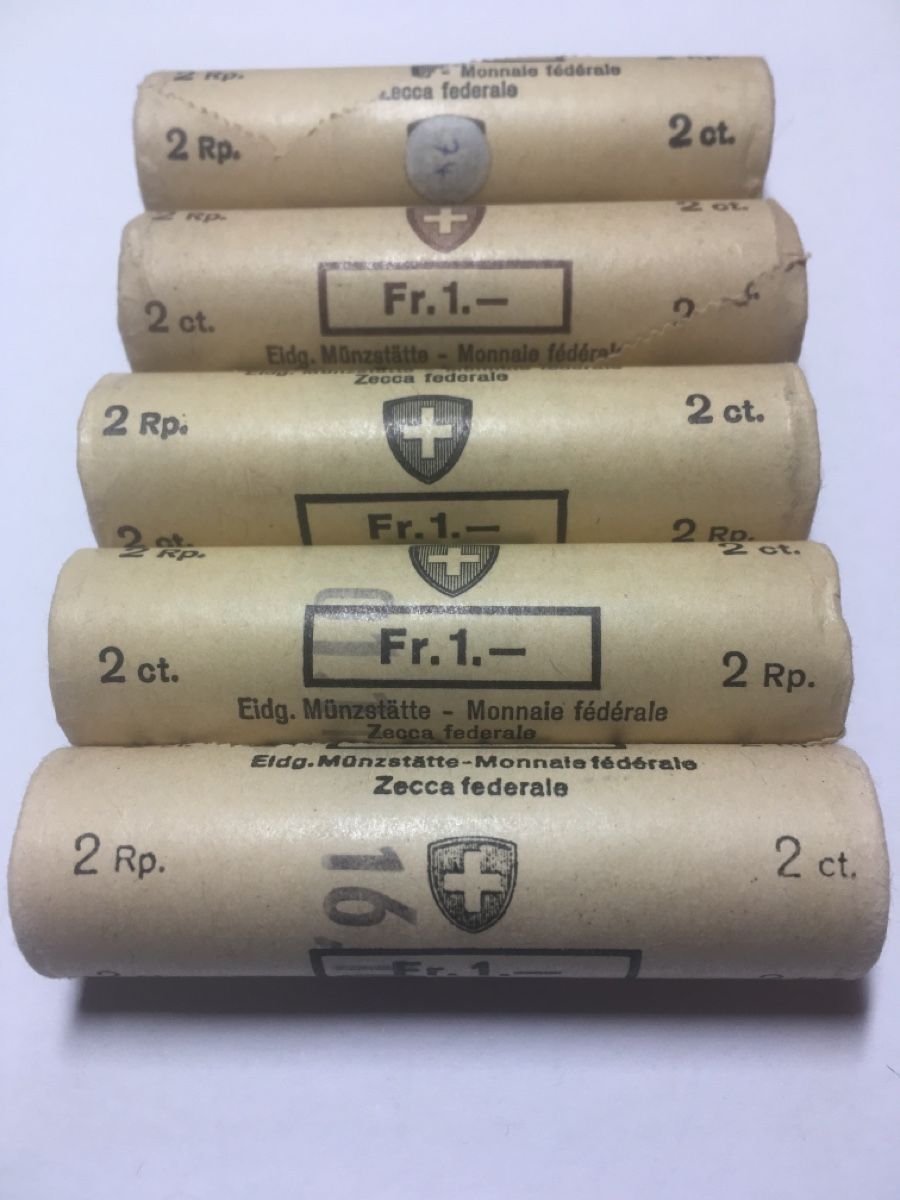 Tutti le monete: 2 Rappen Originalrolle 1969 – Usato da Riehen venduto da sesambestcoins2004