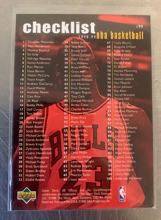 NBA Michael Jordan UD Choice Checklist Card (Neu (gemäss Beschreibung ...