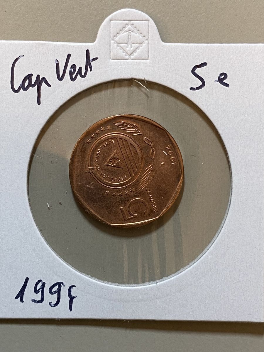 Alle Münzen: Cap Vert - 5 escudos - 1994 – Gebraucht aus Payerne von Mike1682