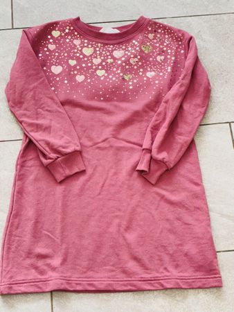 H&M Sweatkleid rosa mit Herzmotiven Grösse 122/128