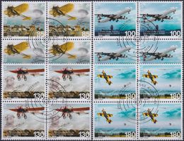 2010, Nr.1338-1341 (Luftfahrt) Viererblöcke Ersttags-Stempel