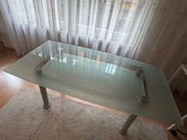 Glas-Esstisch 180 × 85 cm, 10 mm Glas, mit Metallbeinen