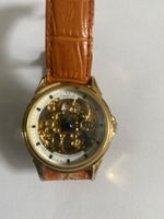 Omega Skelettuhr coaxial autom. Herren Uhr Lederband Goldfar