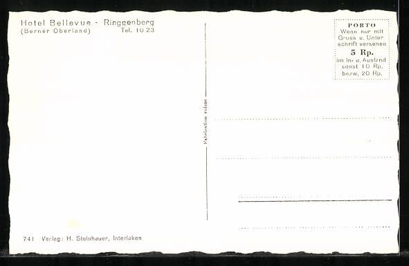 Cartes postales: AK Ringgenberg, Hotel Bellevue – D'occasion à Berlin par bartko-reher 1
