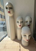 4x Kopfbüsten / Mannequin aus Poliester, 80er 