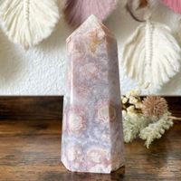 ✲ Pink Amethyst Blumen Achat Turm ✲ 334g/117mm Flower Agate