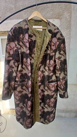 DRIES VAN NOTEN manteau en laine peinte et doublure en soie