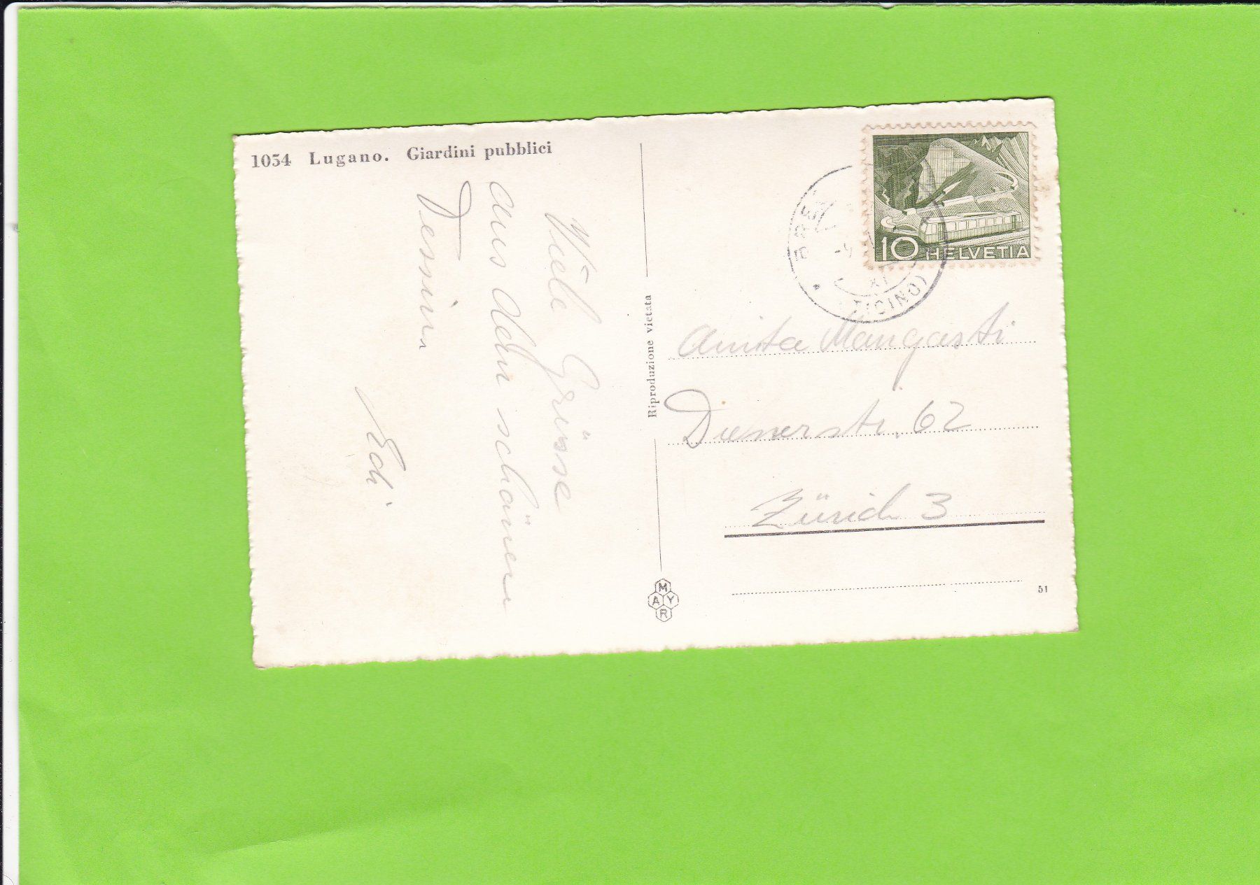Cartoline postali: Lugano. Giardini pubblici – Usato da St. Peterzell venduto da neckertal 1