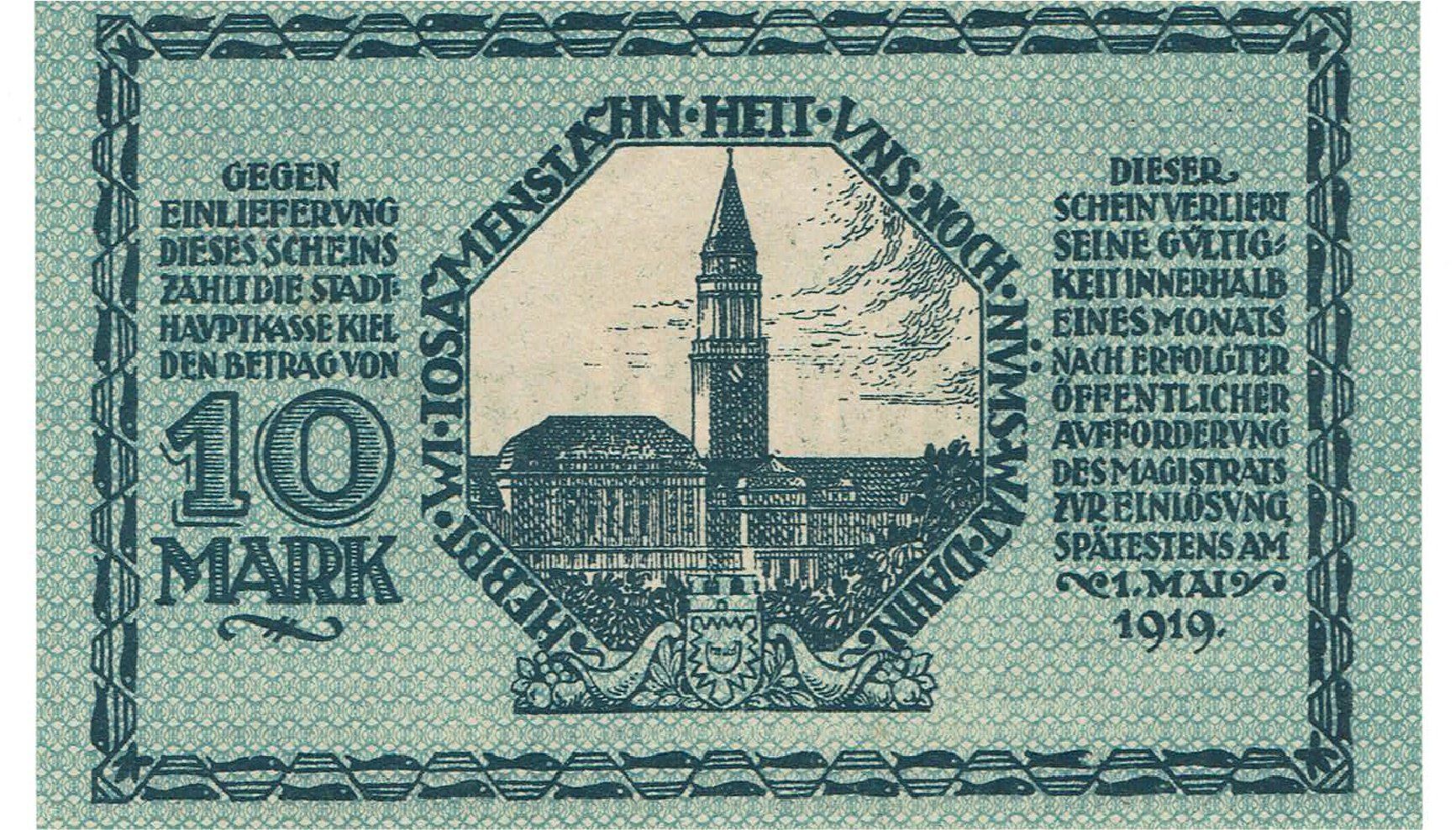 Banconote: Kiel 10 Mark 15.10.1918 VZ++ – Usato da Steffisburg venduto da ber_8htf 1