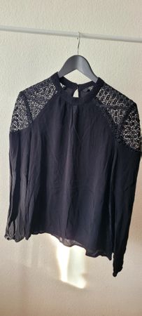 Only Bluse schwarz Gr. 38 mit Spitze, super Zustand!