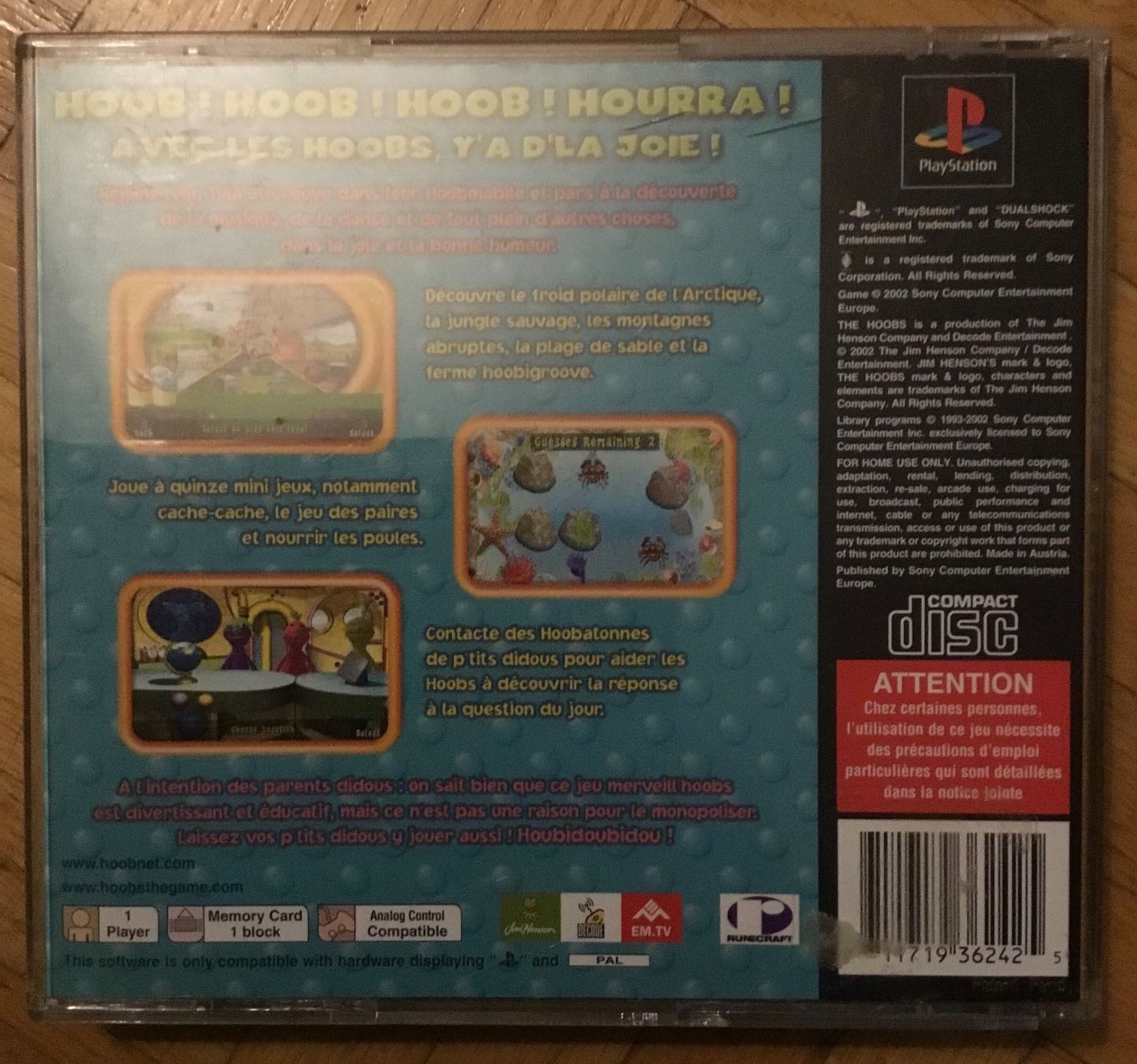 Sony Giochi: PlayStation 1 / ps1= the hoobs – Usato da Fribourg venduto da PastGame 1