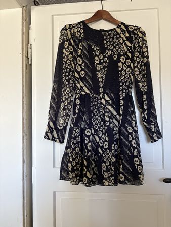 Robe courte ba&sh motif fleurs bleu marine et beige taille 0