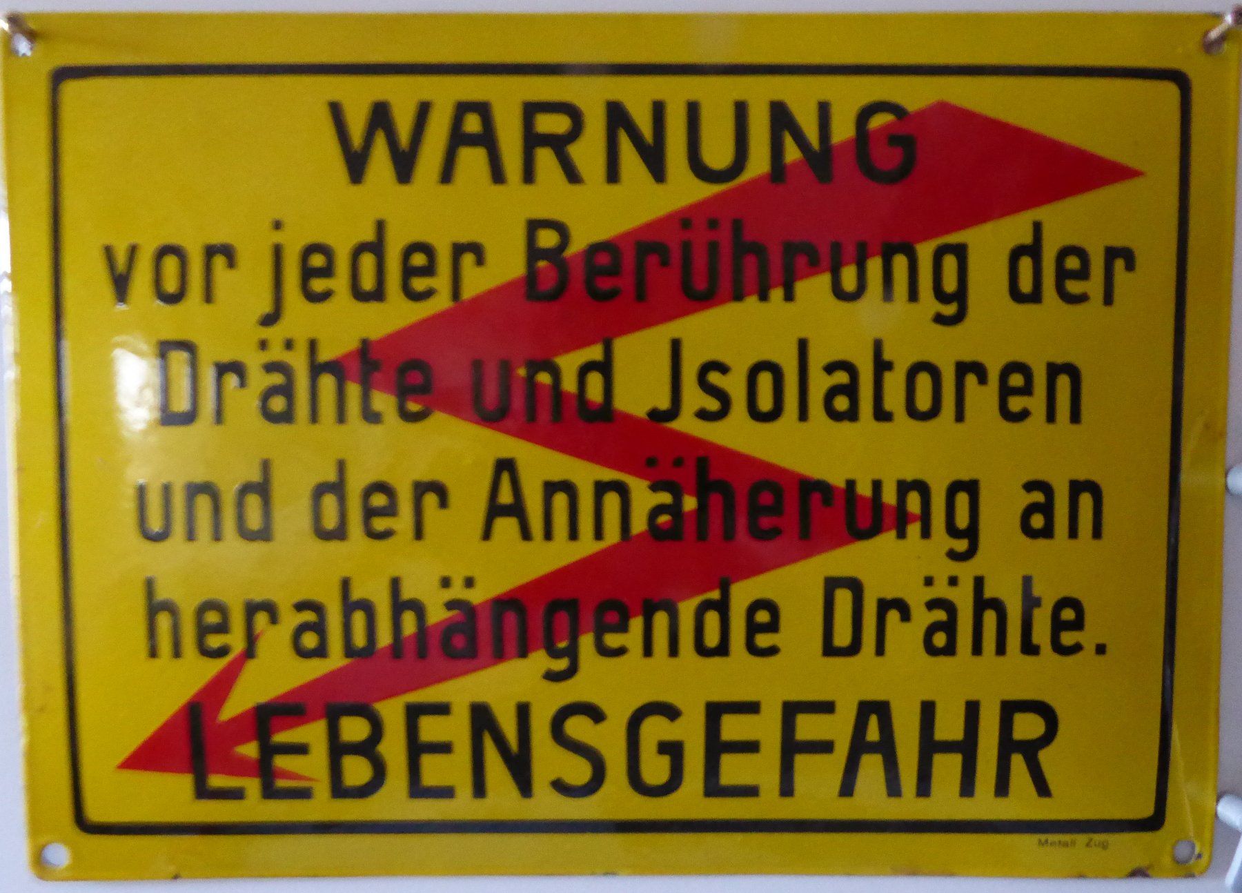 SBB/CFF/FFS Schilder: Emaille Tafel Warnung Lebensgefahr – Gebraucht aus Gossau SG von tenerife11