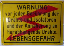 Emaille Tafel Warnung Lebensgefahr
