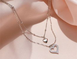 silber halskette mit herz (doppelkette)