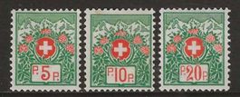 1927 : Portofreiheit Nr. 11B - 13B (ohne Kontrollnummer)