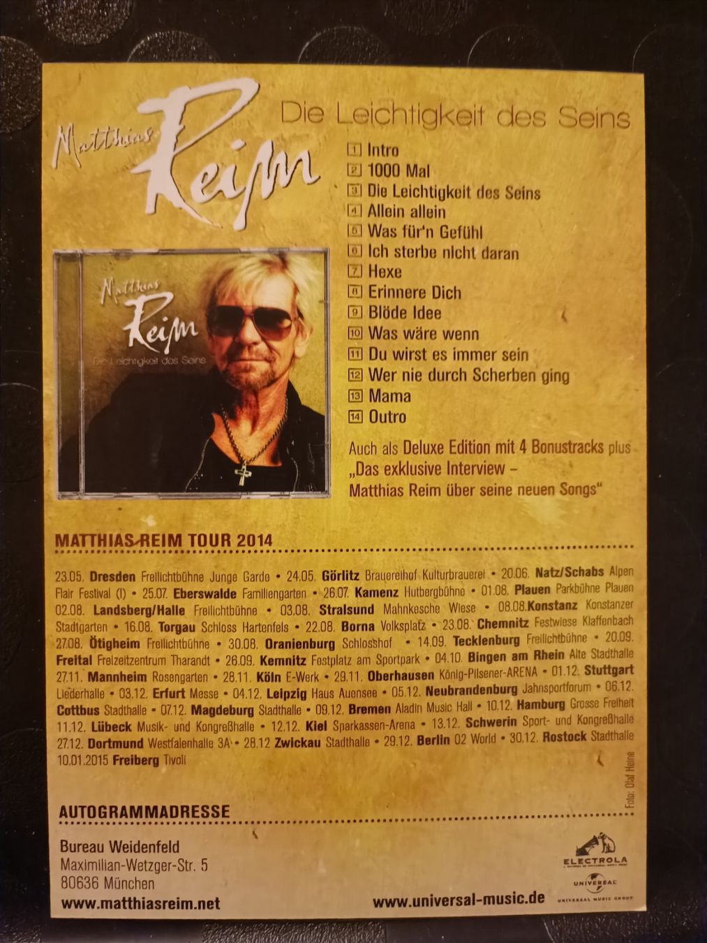 Autografi: Matthias Reim - handsignierte Autogrammkarte – Usato da Menziken venduto da Artographs 1