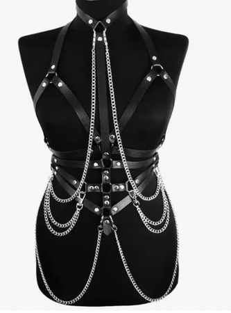 Sexy Corsetto di similpelle con catene-1 size-unisex