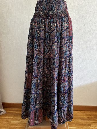 Jupe longue imprimé cachemire taille unique soie 100% MADE I