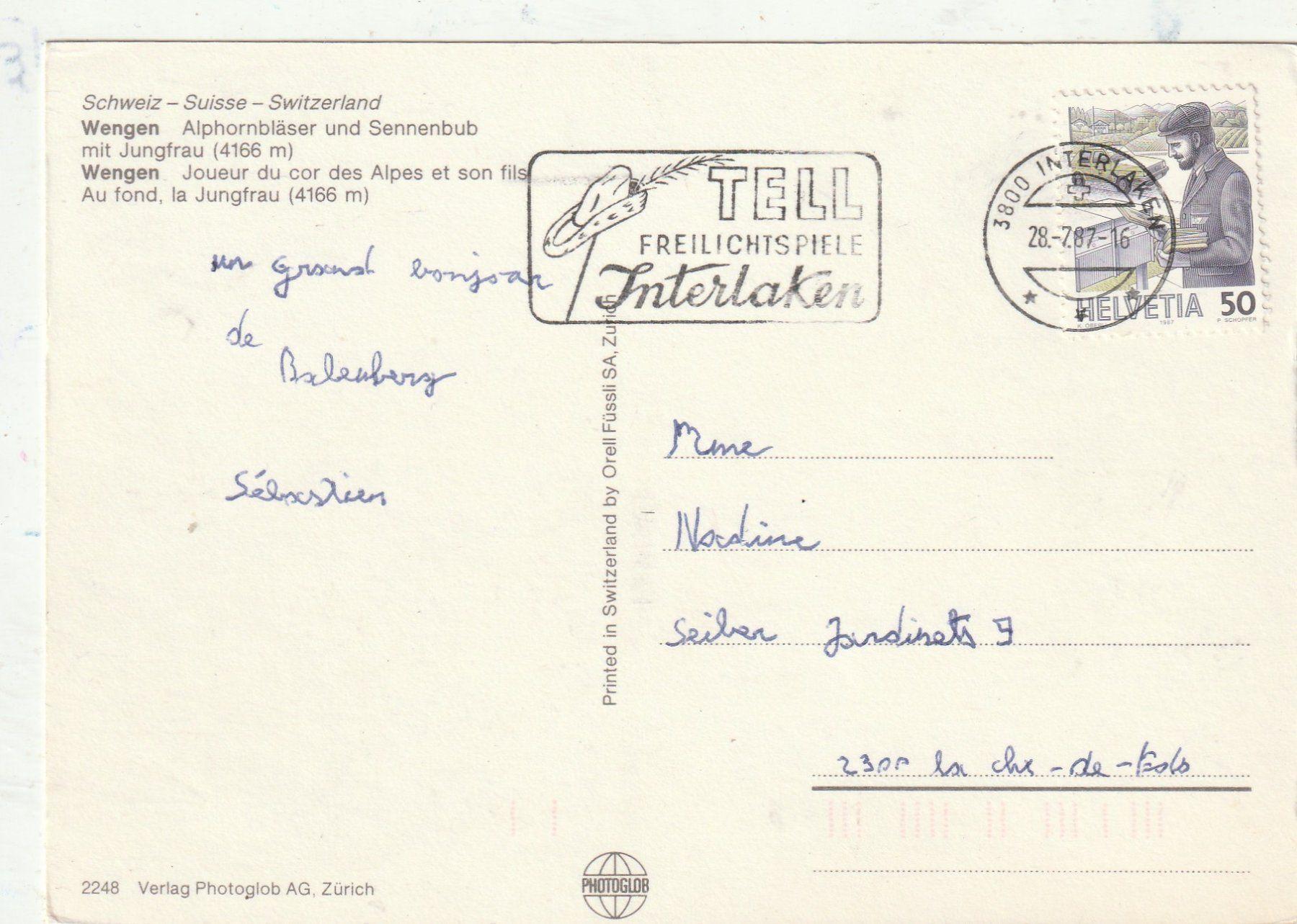 Cartes postales: Wengen Folklorekarte – D'occasion à Lumbrein par made02 1
