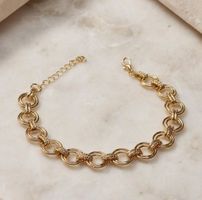 Bracciale catena a cerchi color oro nuovo con chiusura