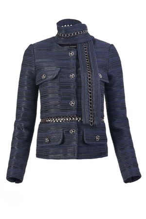 Exklusive Damen Kostüme marineblau mit Kettendetail