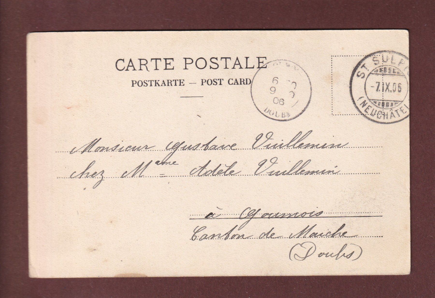 Cartoline postali: GORGES DE L'AREUSE - 1906 CPN – Usato da Pully venduto da nicecards 1