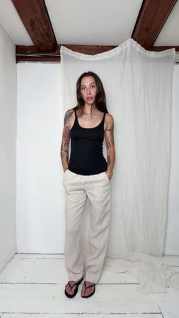 COS Damen Leinen Hose beige Gr. 34