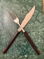 Vintage Dreizack Solingen Palisander Teak Tranchierbesteck