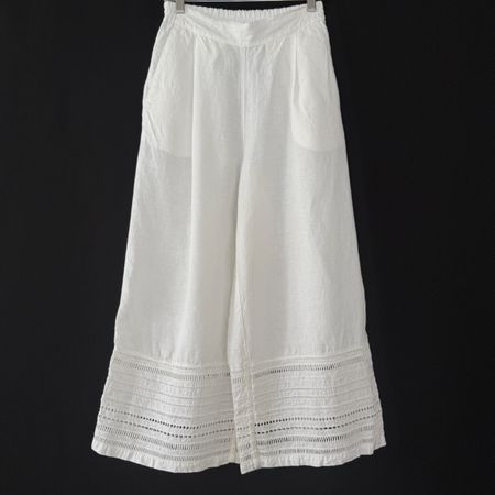 120% LINO White Linen Pants